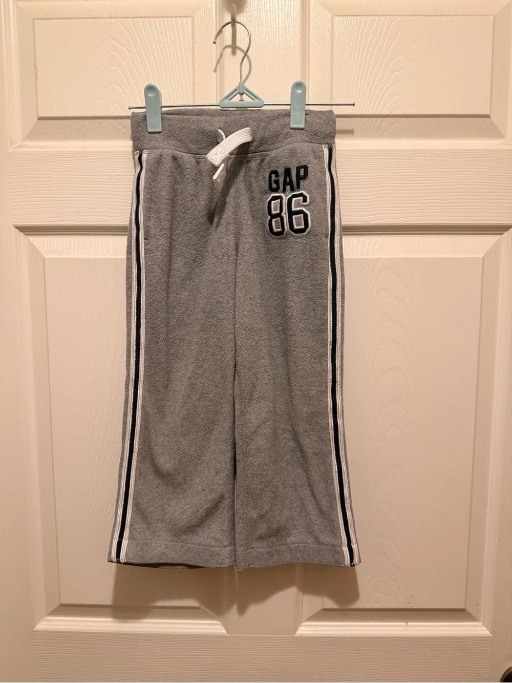 GAP Gray Sweatpants with Navy & White Side Stripes